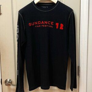 Sundance Men's Size L 65% Cotton/35% Polyester Crew Neck L/S T-Shirt. Black